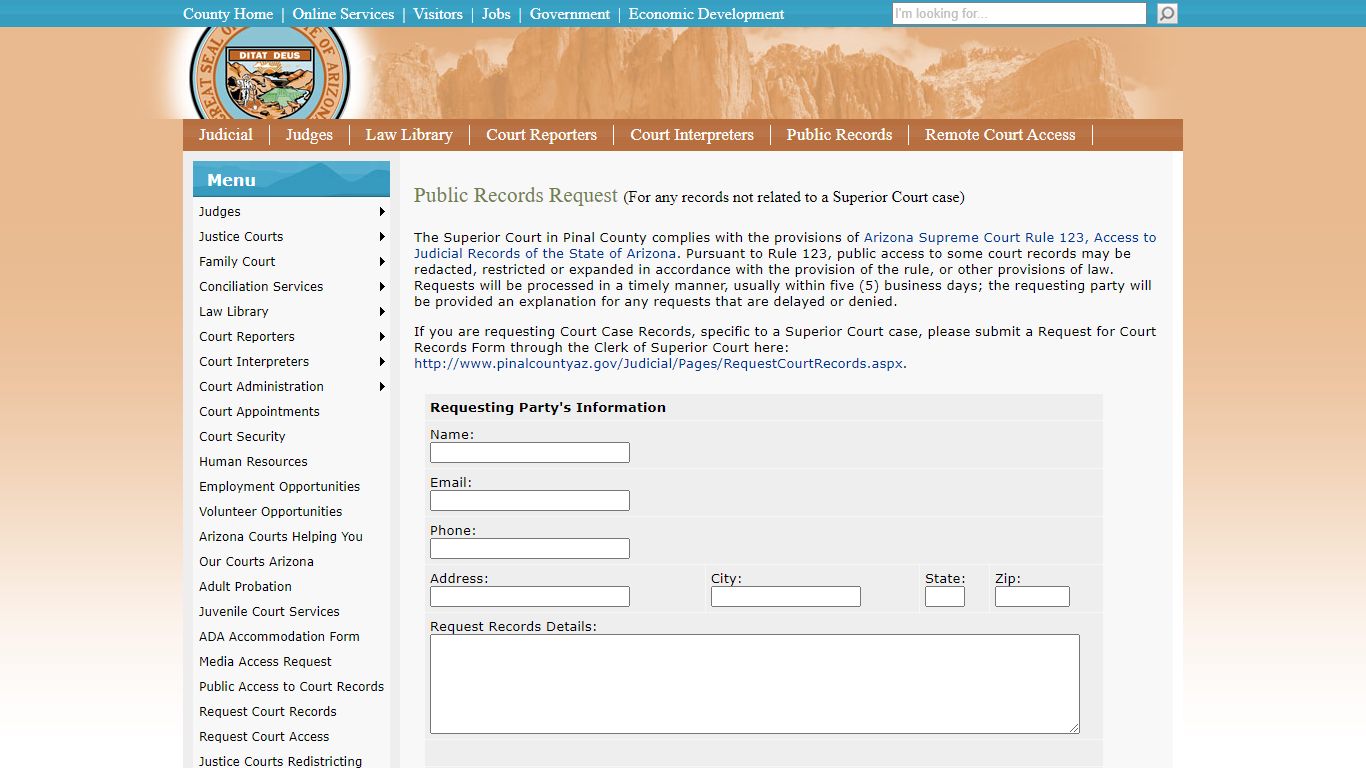 Public Records Request - Pinal County